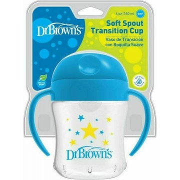 Dr. Brown's Soft Spout Transition Cup Εκπαιδευτικό Μπιμπερό Πλαστικό με Λαβές Αστεράκια Μπλε για 6m+ 180ml Dr. Brown's Soft Spout Transition Cup Εκπαιδευτικό Μπιμπερό Πλαστικό με Λαβές Αστεράκια Μπλε για 6m+ 180ml